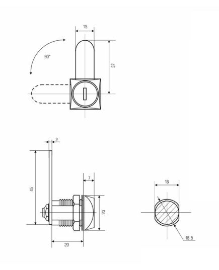 Замок почтовый 0802 20 мм 90°, изображение 2